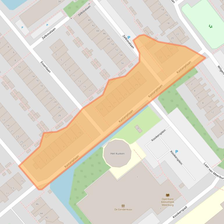 Kaart van postcodegebied 2382EJ.