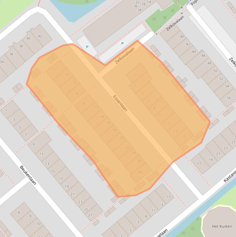 Kaart van postcodegebied 2382EK.