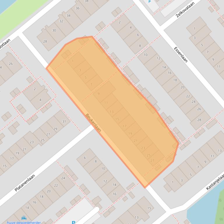 Kaart van postcodegebied 2382ES.