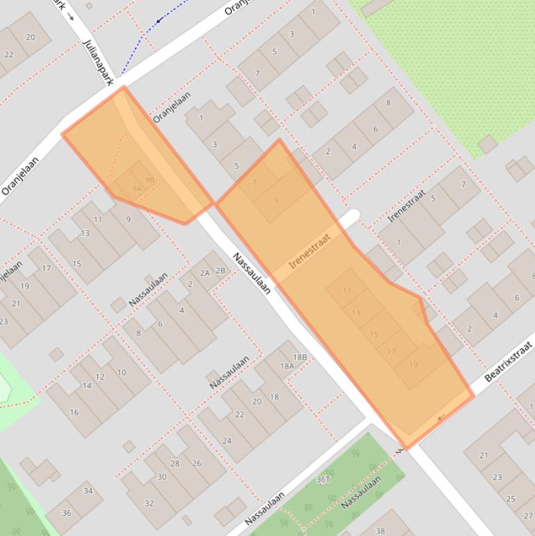 Kaart van postcodegebied 2382GB.