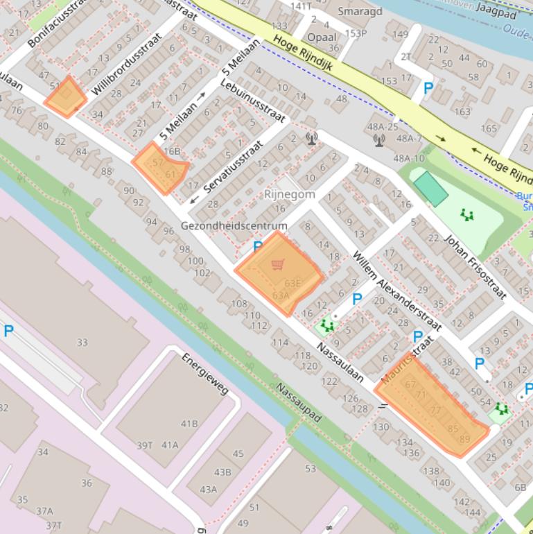 Kaart van postcodegebied 2382GH.