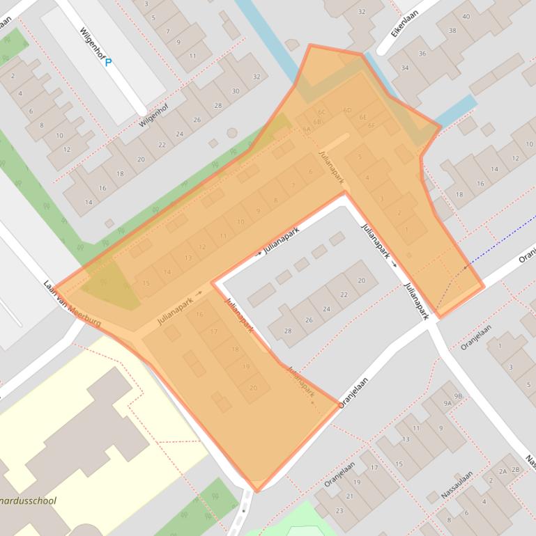 Kaart van postcodegebied 2382VJ.