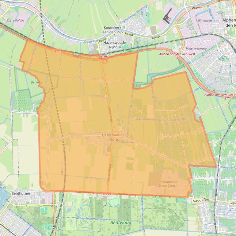 Kaart van postcodegebied 2391.