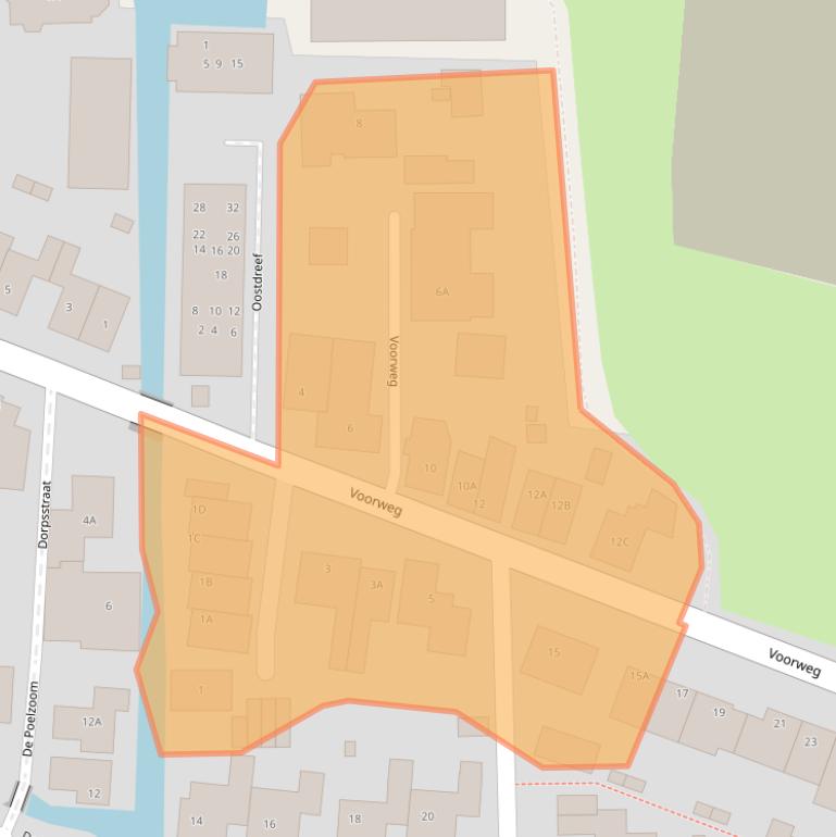 Kaart van postcodegebied 2391AA.