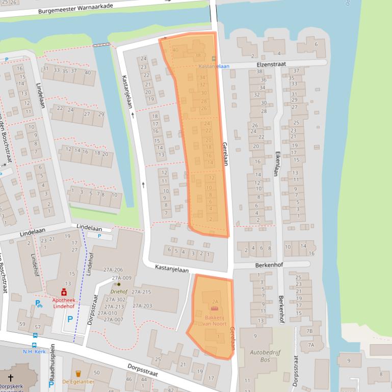 Kaart van postcodegebied 2391AM.