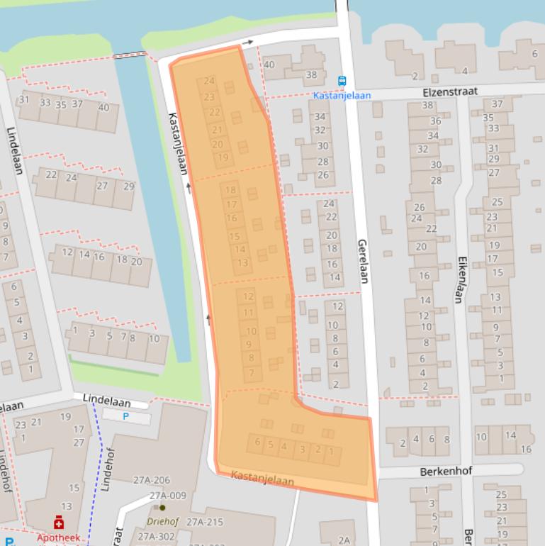 Kaart van postcodegebied 2391AN.