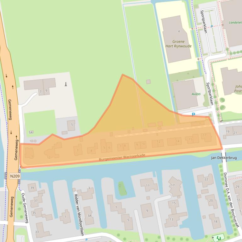 Kaart van postcodegebied 2391AW.