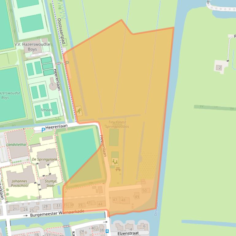 Kaart van postcodegebied 2391AZ.