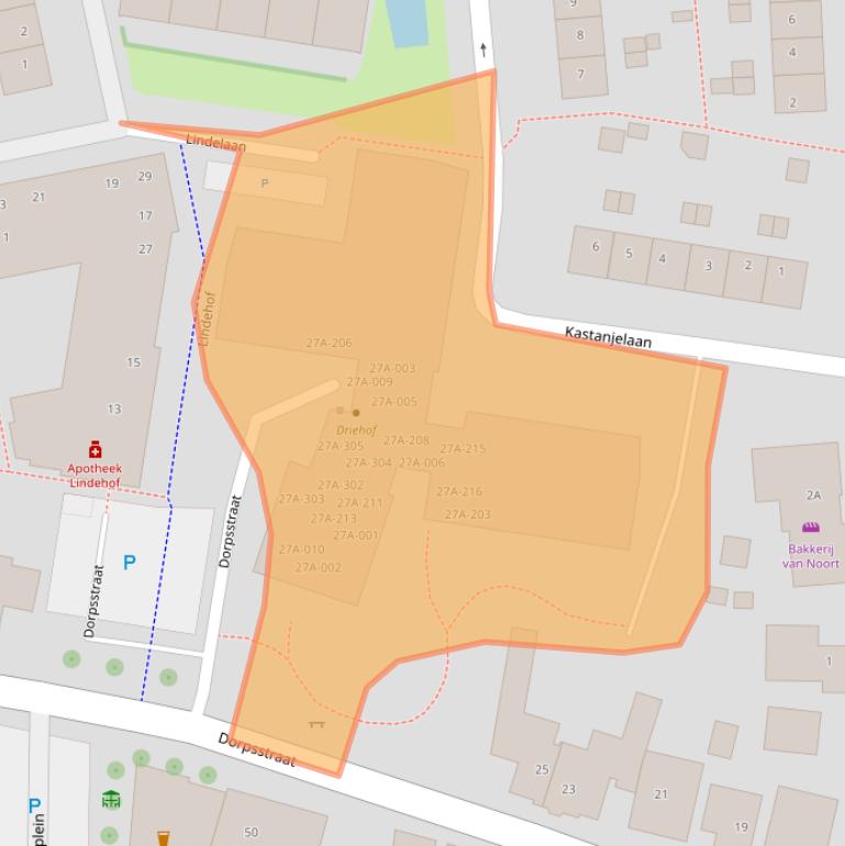 Kaart van postcodegebied 2391BB.