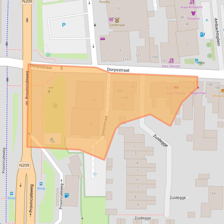 Kaart van postcodegebied 2391BN.
