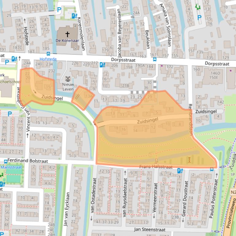 Kaart van postcodegebied 2391CP.