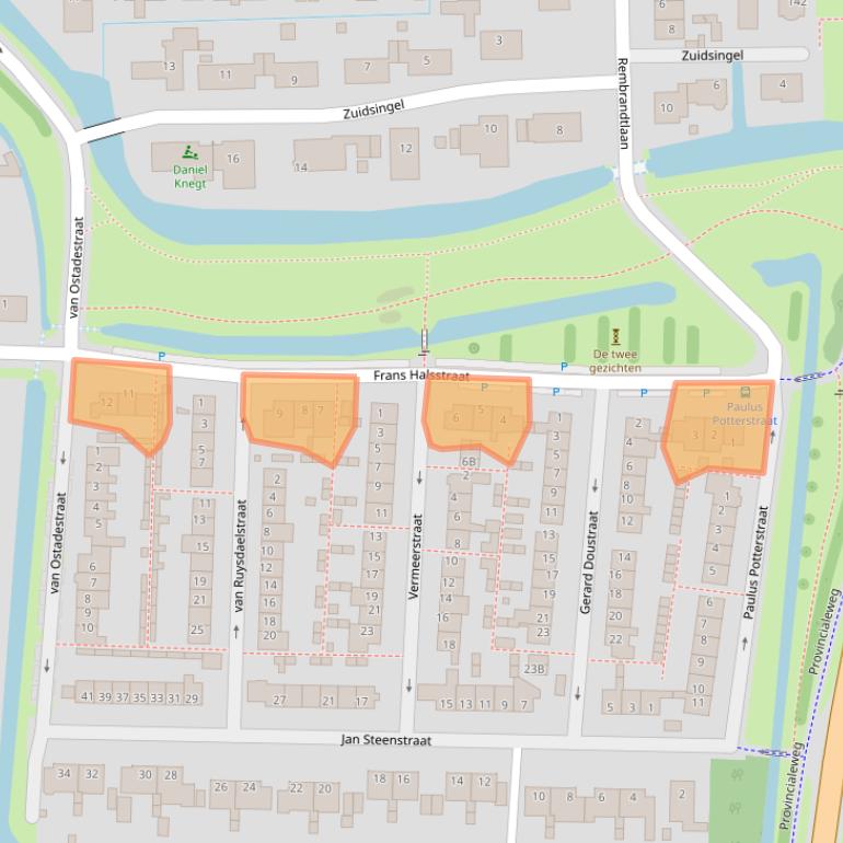Kaart van postcodegebied 2391CX.