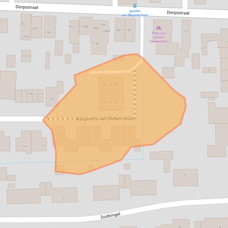 Kaart van postcodegebied 2391DH.