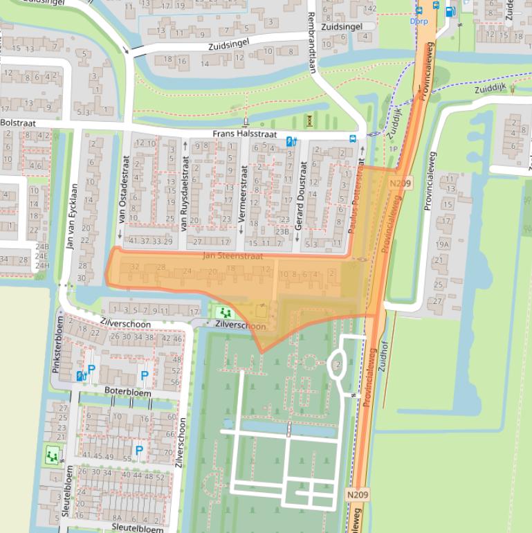 Kaart van postcodegebied 2391EC.