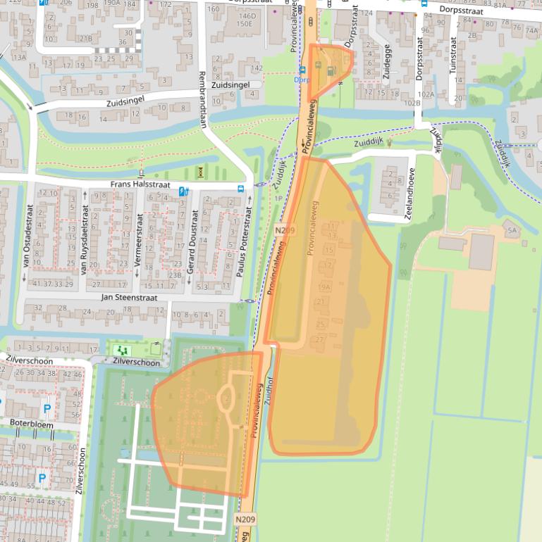 Kaart van postcodegebied 2391EZ.