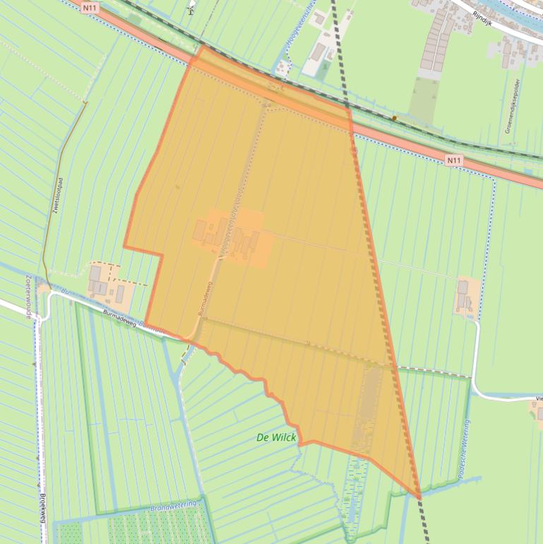 Kaart van postcodegebied 2391MS.