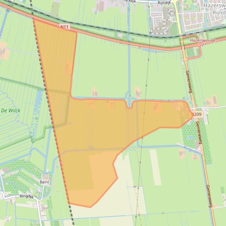 Kaart van postcodegebied 2391MZ.