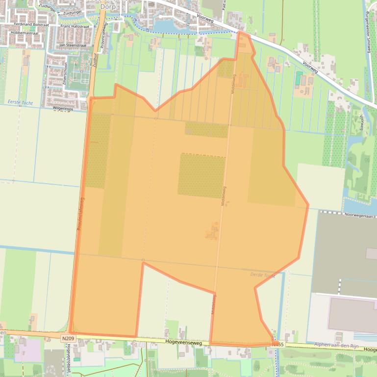 Kaart van postcodegebied 2391NS.