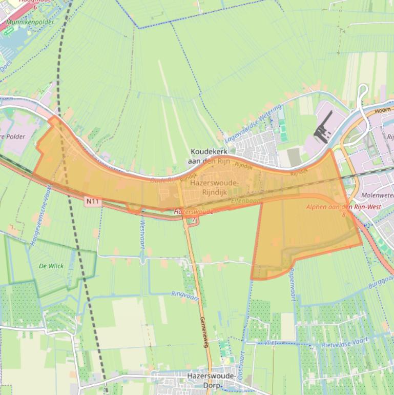 Kaartafbeelding, ingezoomd op postcodegebied 2394.
