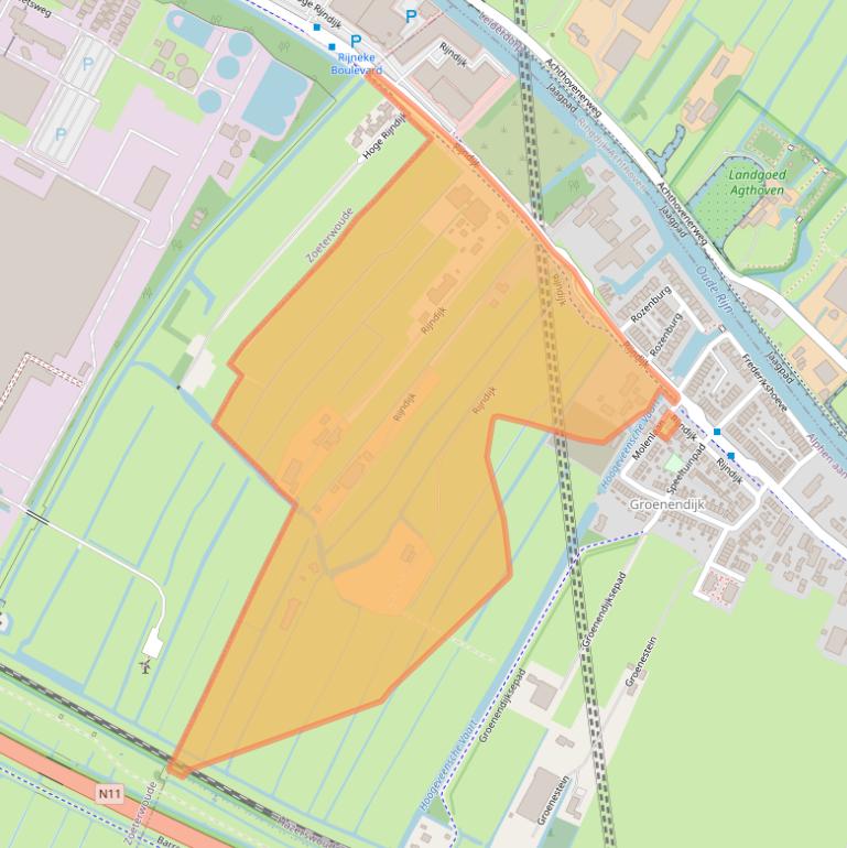 Kaart van postcodegebied 2394AA.