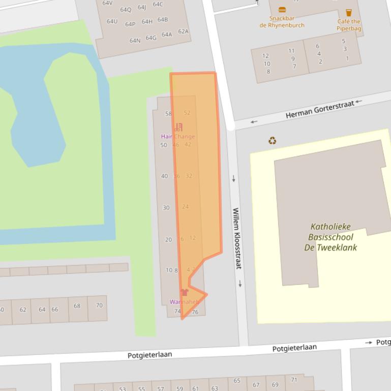 Kaart van postcodegebied 2394BB.