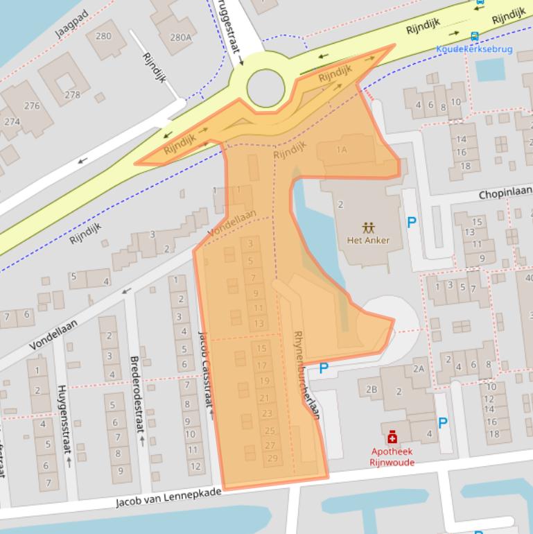 Kaart van postcodegebied 2394CP.