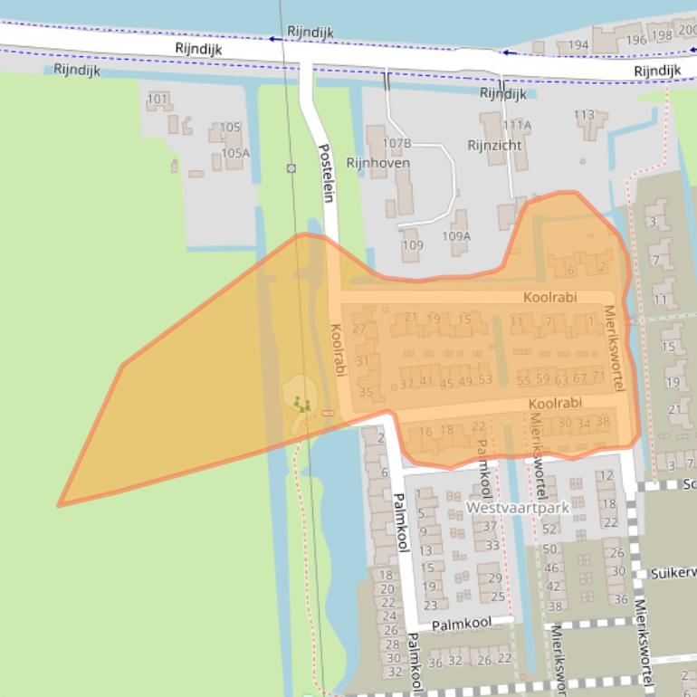 Kaart van postcodegebied 2394KK.