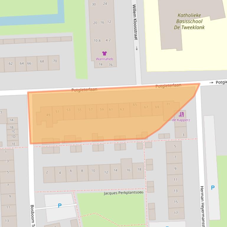 Kaart van postcodegebied 2394VC.