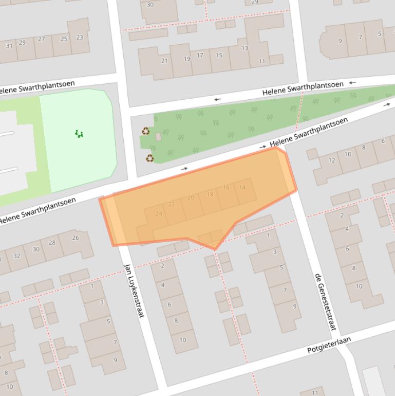 Kaart van postcodegebied 2394XE.