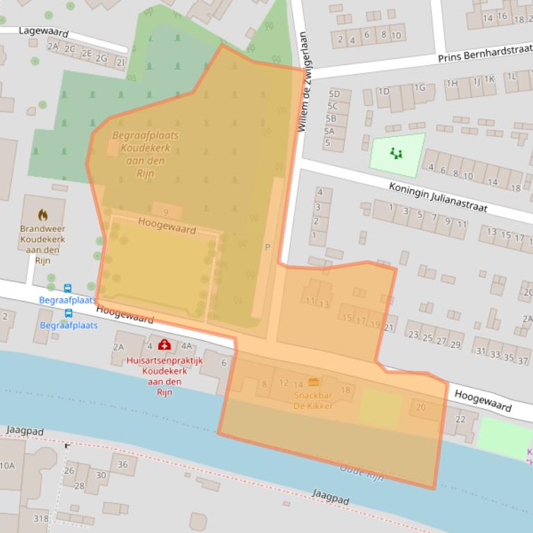 Kaart van postcodegebied 2396AB.