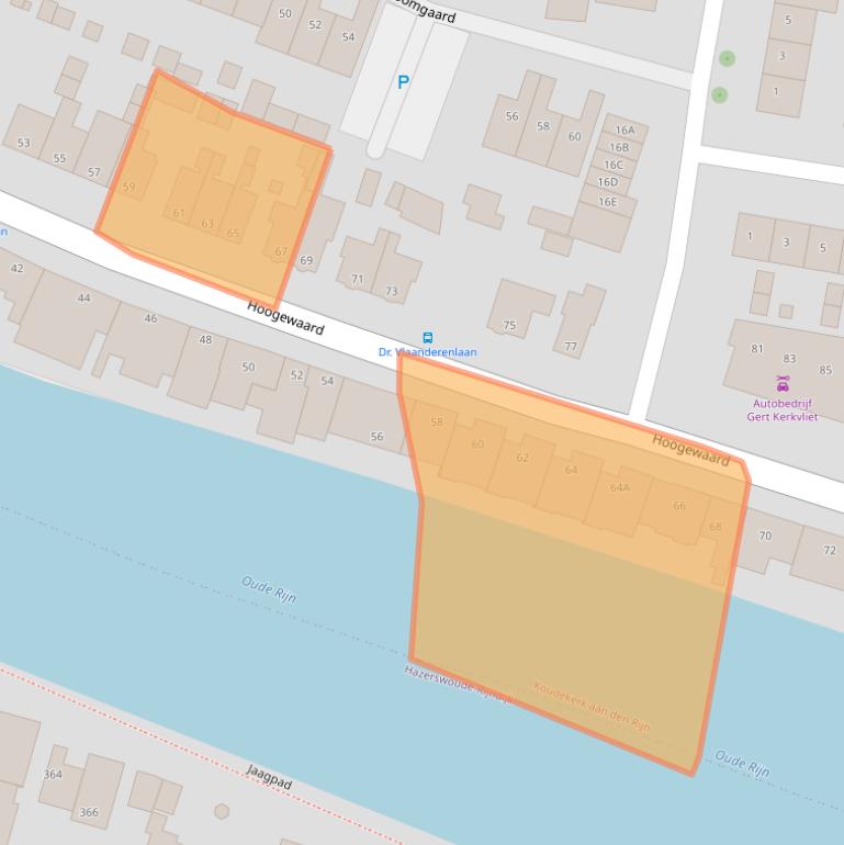 Kaart van postcodegebied 2396AE.