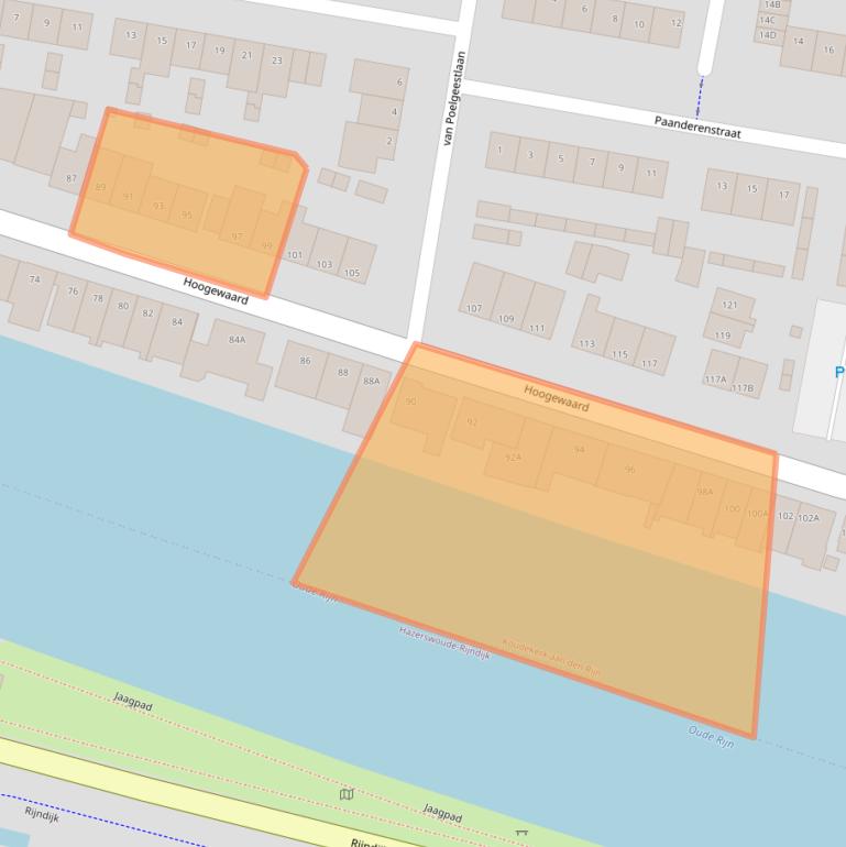 Kaart van postcodegebied 2396AK.