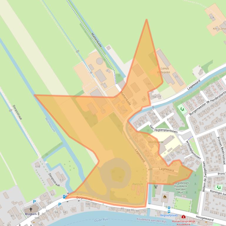 Kaart van postcodegebied 2396AT.