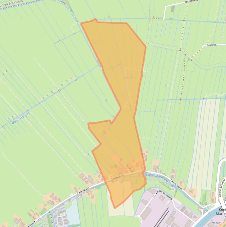 Kaart van postcodegebied 2396AZ.