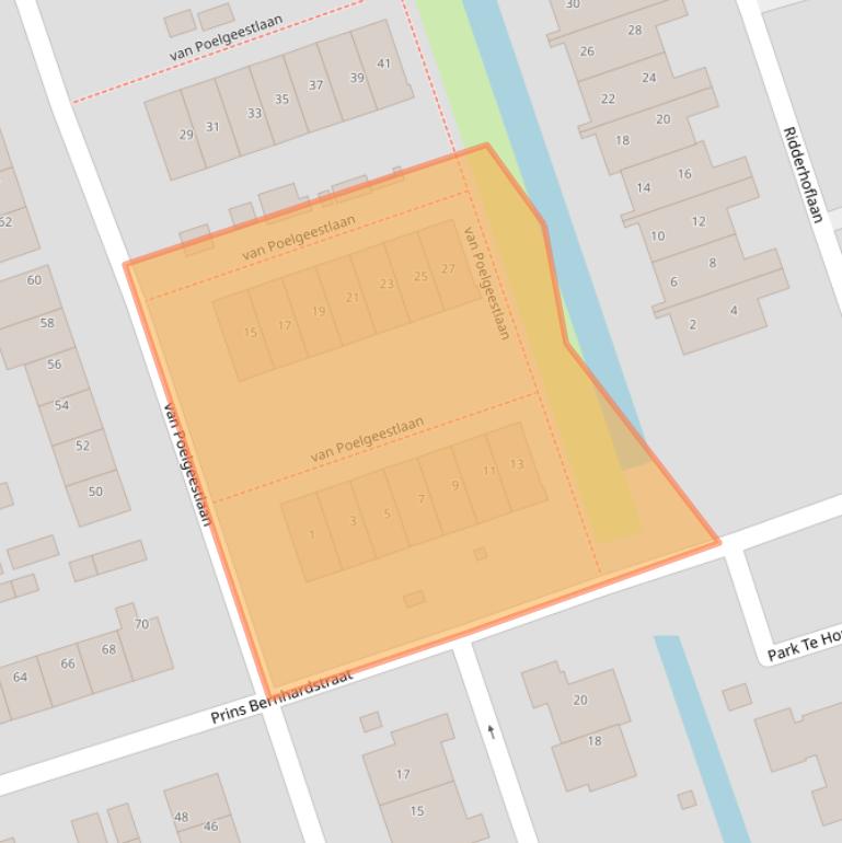 Kaart van postcodegebied 2396BA.