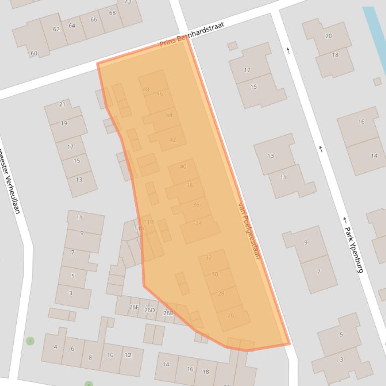 Kaart van postcodegebied 2396BE.