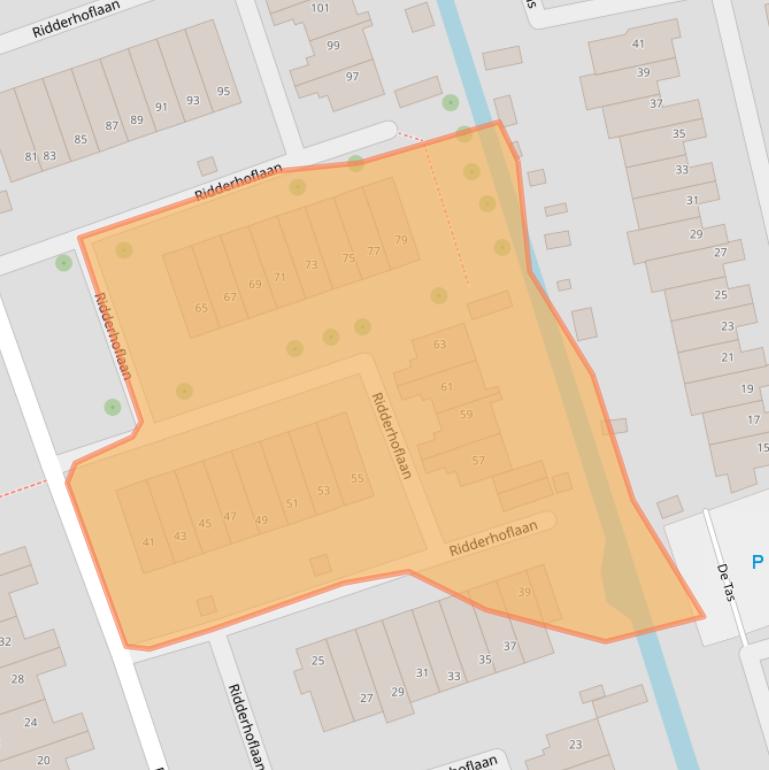 Kaart van postcodegebied 2396CK.