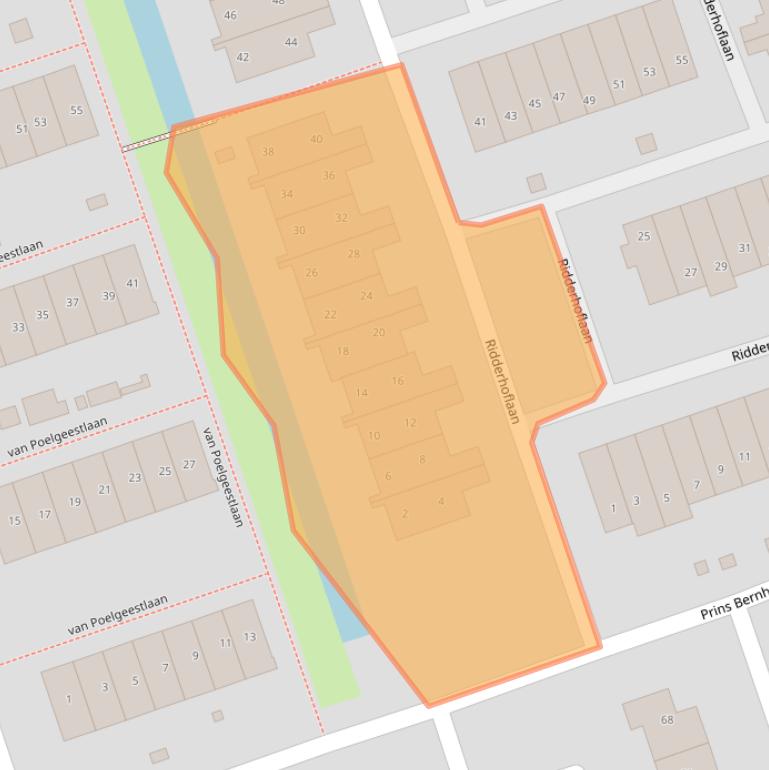 Kaart van postcodegebied 2396CM.
