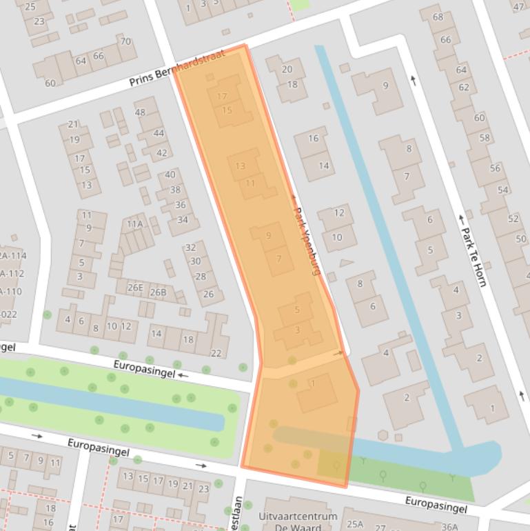 Kaart van postcodegebied 2396CR.
