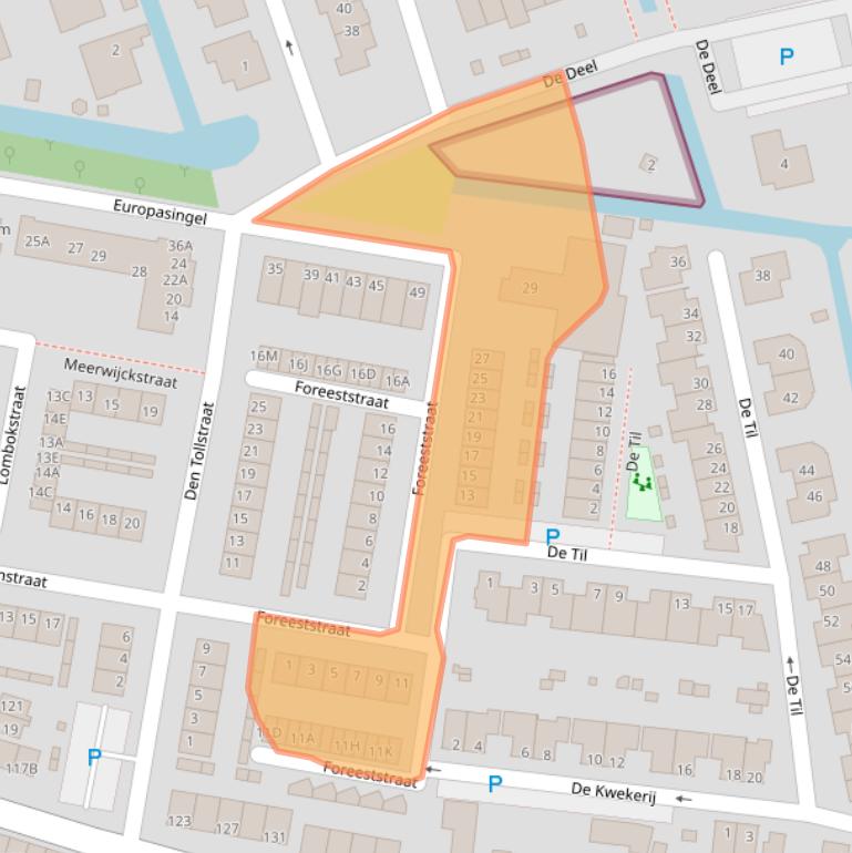 Kaart van postcodegebied 2396CT.