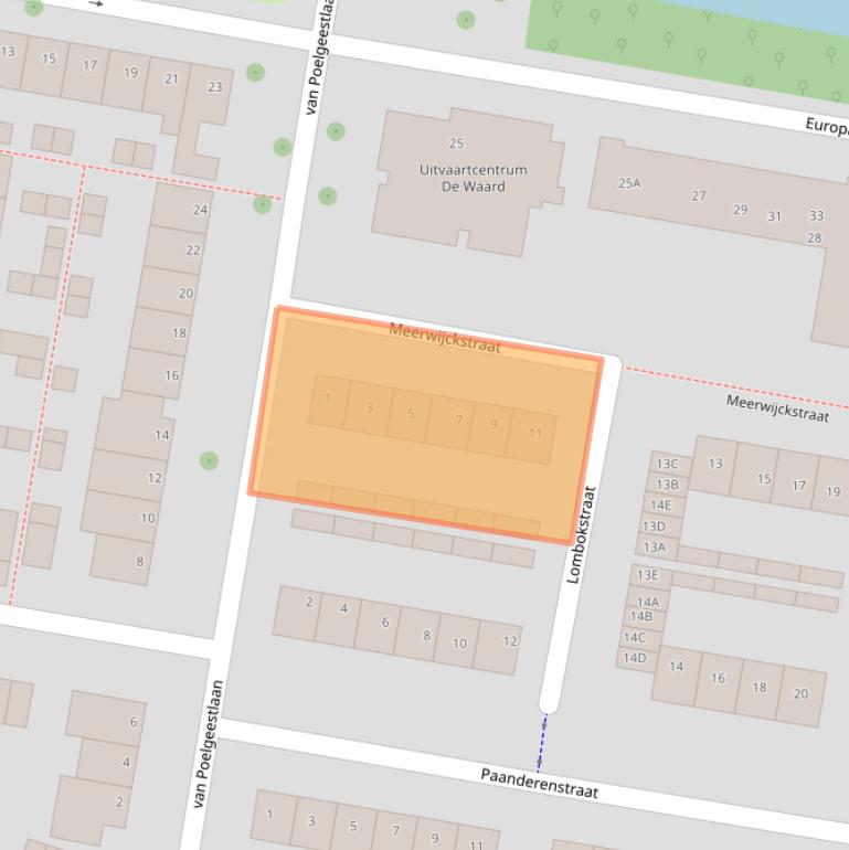 Kaart van postcodegebied 2396CW.