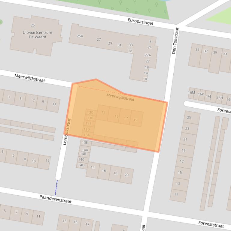 Kaart van postcodegebied 2396CX.