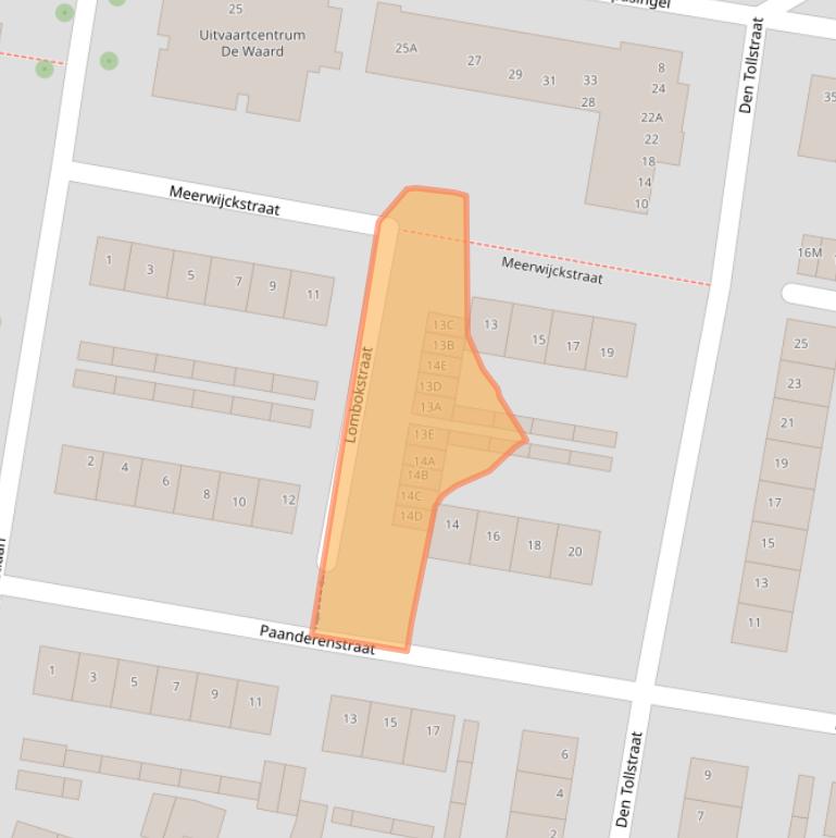 Kaart van postcodegebied 2396CZ.