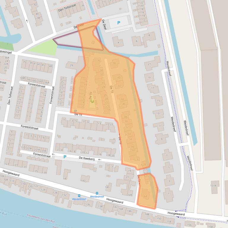 Kaart van postcodegebied 2396DB.