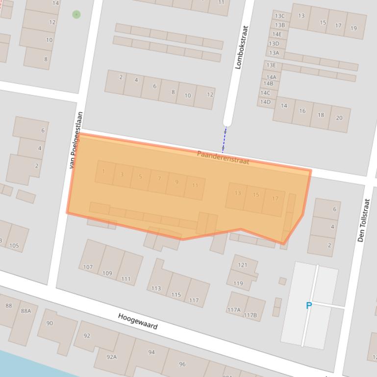 Kaart van postcodegebied 2396EA.