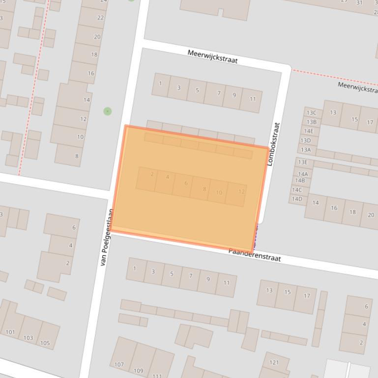 Kaart van postcodegebied 2396EB.