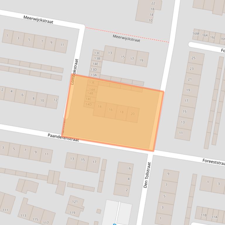 Kaart van postcodegebied 2396EC.