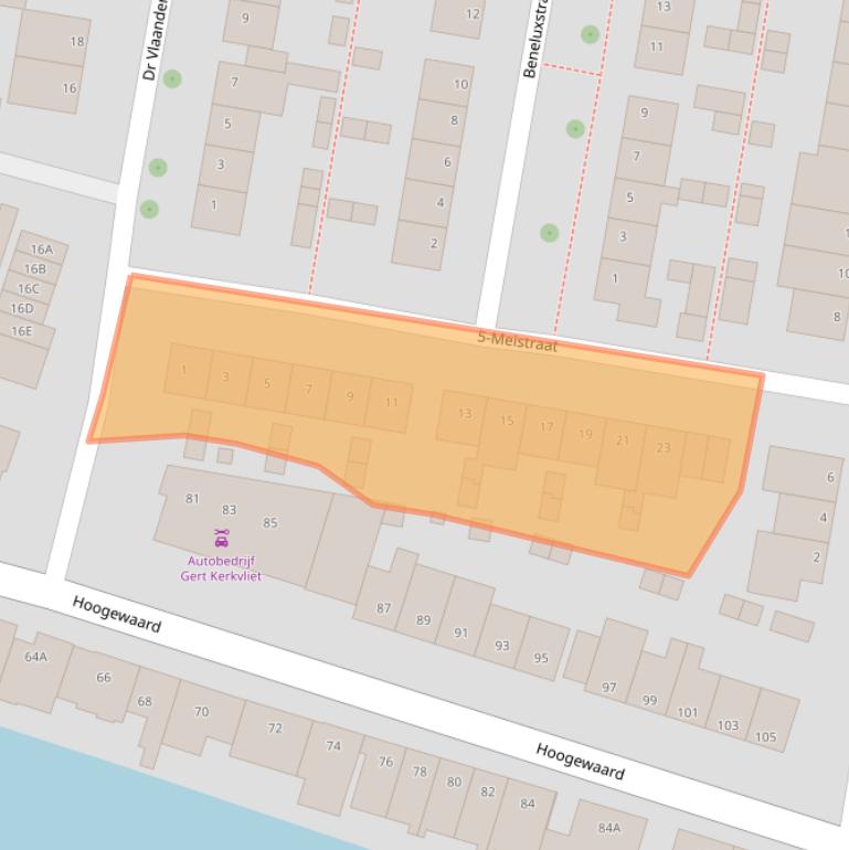 Kaart van postcodegebied 2396ED.