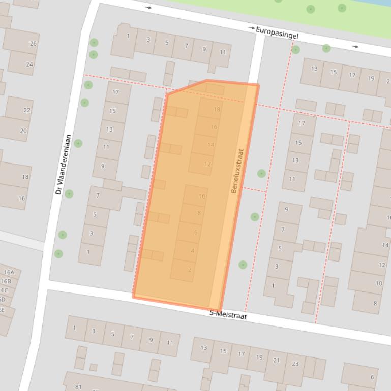 Kaart van postcodegebied 2396EG.