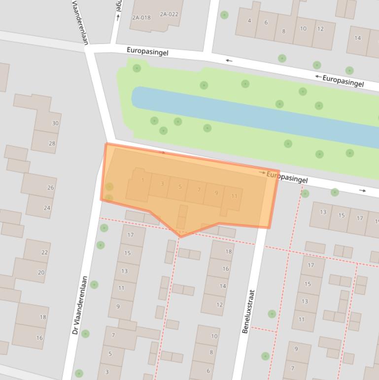 Kaart van postcodegebied 2396EH.